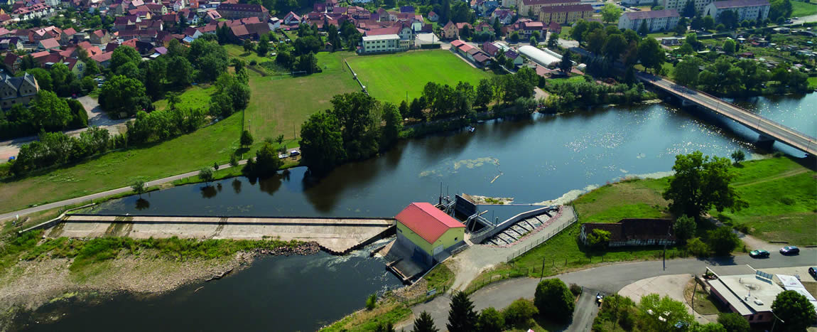 Mihla hydropower plant on the Werra river in Thüringen